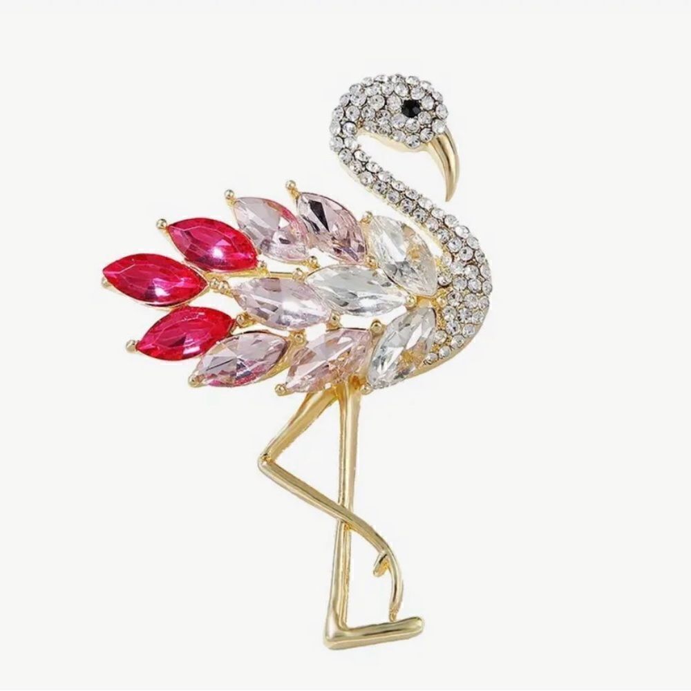 𩷠Betsey Johnson stunningâ&âsparklingâflamingoâbroochâ𩷠- Picture 4 of 7
